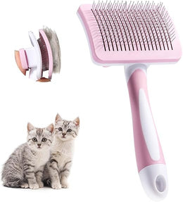 Vinabo Cat Brush,Dog Brush Cat Grooming Comb,Self Cleaning Pet Slicker Brushes,for Short Haired Cats, Small Dog Grooming Brush Safe and Smooth,Cat Massage Clean Tangled(Pink)