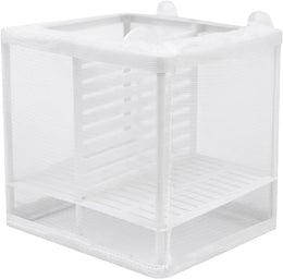 Fish Tank Breeder Net, Aquarium Breeding with Nylon Fine Mesh & 4 Suction Cups Multi-functional Incubator Tank for Breeding Fishes Betta Shrimp Hatching Protection Floating Nursery Box 16 * 14 * 15cm