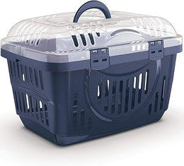 Grey & Transparent Lid Pet Dog Puppy Cat Carriers Basket Bag Cage Portable Travel Kennel Training Box