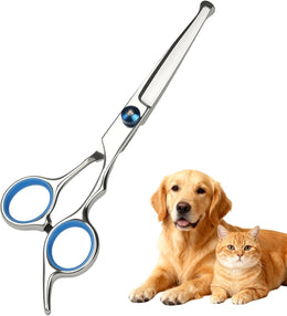 Dog Grooming Scissors, Dog & Cat Scissors with Safety Round Tip Stainless Steel Pet Grooming Tools for Dogs Cats Small Animals, Blue