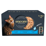 Encore 100% Natural Wet Adult Cat Food, Fish Selection in Broth, 8x70g Tins