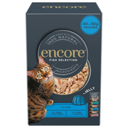 Encore 100 Percent Natural Wet Cat Food, Multipack Fish Selection in Jelly Pouch, 50g (Pack of 40 Pouches)