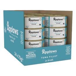 Applaws 100% Natural Wet Cat Food 24 x 70g Tuna Fillet Tins in Broth