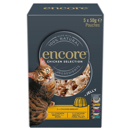 Encore 100% Natural Wet Cat Food, Multipack Chicken in Jelly, 5 x 50 g Pouches