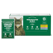 Grain-Free Complete Wet Food for Adult Cats, Mixed Selection In Jelly, 4.8 kg (48 pouches of 100g)