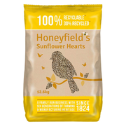 Sunflower Hearts Bird Food - Wild Bird Food for Small Birds, High in Energy and Protein, Great for Hanging Feeders, Bird Tables, and Ground Feeding, Bulk Bag (12.6kg) - Honeyfield’s