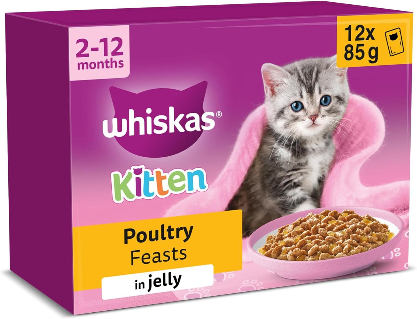 Whiskas Junior Poultry Selection in Jelly 48 x 85 g Pouches, Kitten Cat Food, Pack of 4 (12 x 85 g)
