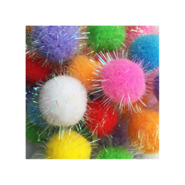 20PCS 1.5INCH Extra Large Cat's Favorite Chase Glitter Ball Toy Sparkle Pom Pom Balls