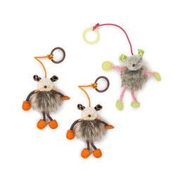 SmartyKat Bouncy Mouse set/3 Soft Plush Cat Toy, Bungee Teaser Toy, Interactive with Ring, Elastic and Extra Long Faux Fur