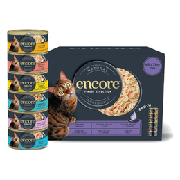 Encore 100 percent Natural Adult Wet Cat Food, Chicken and Fish Selection Bulk Pack in Broth 70 g Tins (Total of 48 Tins)