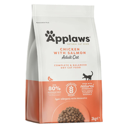 Applaws Complete and Grain Free Dry Adult Cat Food 2kg, Chicken with Salmon High Protein Cat Kibble (Pack of 1)