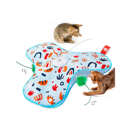 Potaroma Hide and Seek Interactive Cat Toys, Moving Concealed Wand Feather, Automatic Chargeable Indoor Kitten Exercise Kicker, Mouse Squeaky, Floral Cover