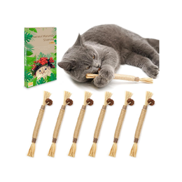 6 Pack Natural Matatabi Silvervine Chew Sticks, Catnip Chew Toys for Indoor Cats, Kitten Teething & Stress Relief