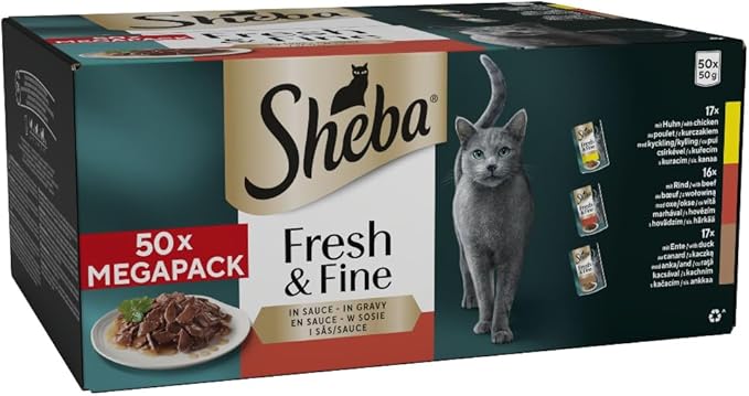 SHEBA Fresh & Fine Cat Pouches Meaty Pieces in Gravy 50x50g