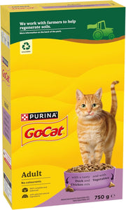 GO-CAT Adult Chicken and Duck Dry Cat Food 750g (Pack of 5)