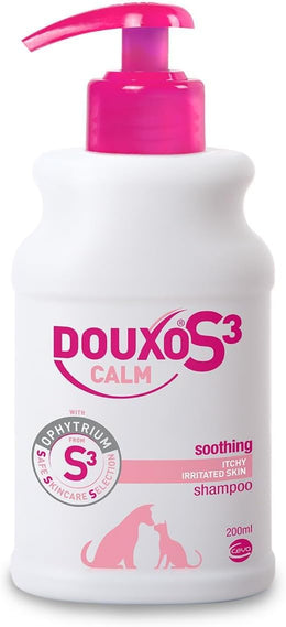 DOUXO S3 CALM Shampoo, Vet Recommended Itch Relief for Dogs and Cats, For Soothing Sensitive Skin, Hypoallergenic Fragrance, Hydrates and Restores Skin Barrier, 200ml
