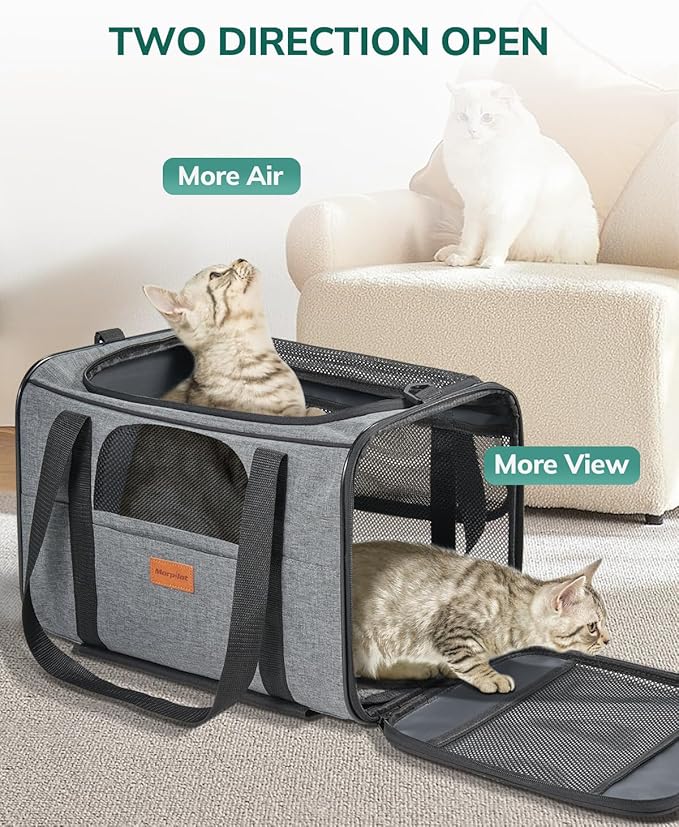 Morpilot Cat Carrier with Wheels Airline Approved, Pet Dog Carrier with Wheels for Small Dogs, Rolling Cat Carrier for Large Cats Puppy Stroller Detachable and Foldable Pet Travel Bag Dark Gray