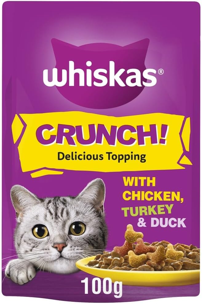Whiskas Crunch Cat Treats 100 g- Delicious Crunchy Snacks for Cats (Pack of 6)