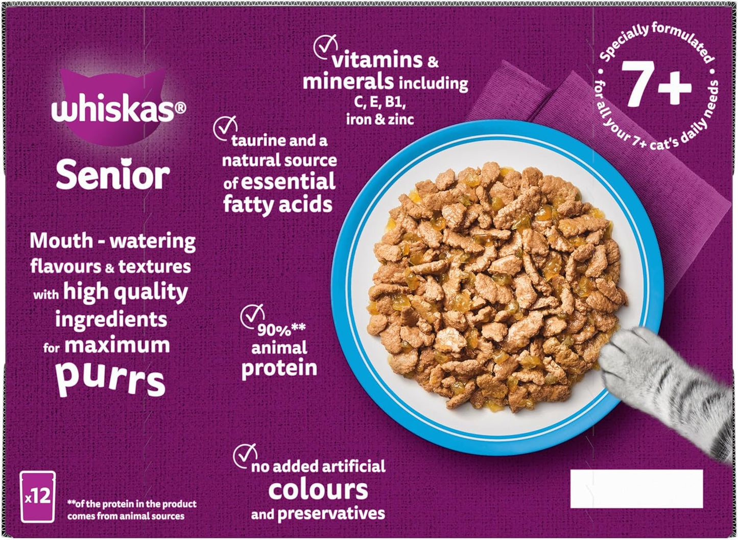 whiskas 7+ Cat Pouches Fish Favourites in Jelly 12x85g