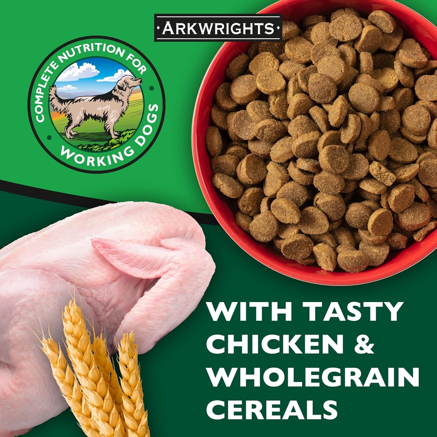 Arkwrights Sensitive Complete Dry Dog Food 15kg - Extra Chicken and Wheat Free Recipe - Sensitive Nutrition for Working Adult Dogs - Dry Dog Biscuits
