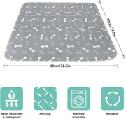 2 Pack 80*70cm Washable Puppy Pads, Non-Slip Waterproof Pet Pee Mat Super Absorbent, Reusable Puppy Training Pads for Home/Car/Travel