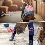 Children's Horse Grooming Kit with Bag - Pony Gift Set Includes Curry Comb, Hoof Pick, Brushes and Comb - Available in Blue or Pink - Ideal Kids Grooming Kit Horse Present Gift - Pink