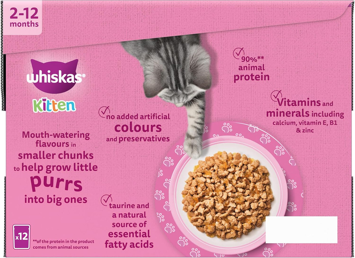 Whiskas Junior Poultry Selection in Jelly 48 x 85 g Pouches, Kitten Cat Food, Pack of 4 (12 x 85 g)