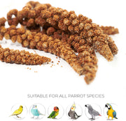 Parrot Essentials Red Millet Spray Bird Food (250g) – Healthy Parrot Food, Natural Bird Treats, Millet for Budgies, Cockatiel Treats, Conure, Lovebird, Parakeets and Budgies Food