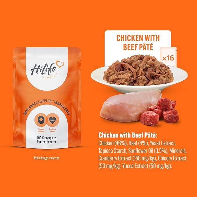 HiLife It's Only Natural Cat Pouch Multipack The Big Chicken One In Jelly 32x70g