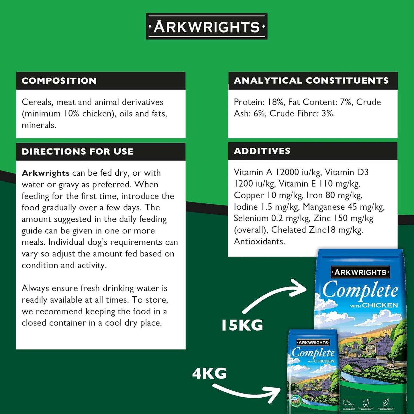 Arkwrights Sensitive Complete Dry Dog Food 15kg - Extra Chicken and Wheat Free Recipe - Sensitive Nutrition for Working Adult Dogs - Dry Dog Biscuits