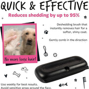 Bugalugs Deshedding Brush for Dogs, Cats, Horses - Pet Grooming Tool that is Gentle & Effective With Wide Shallow Comb, Smooth Groomer for Dog, Cat and Horse (Black)