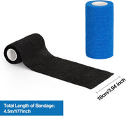 12 Rolls Cohesive Bandage 4 Inch Self Adherent Cohesive Bandages 10cm x 4.5m Horse Dog Tail Bandage Pet Vet Wrap Self Adhesive Bandages for Wrist Ankle Sports Wrap Tape (Blue)