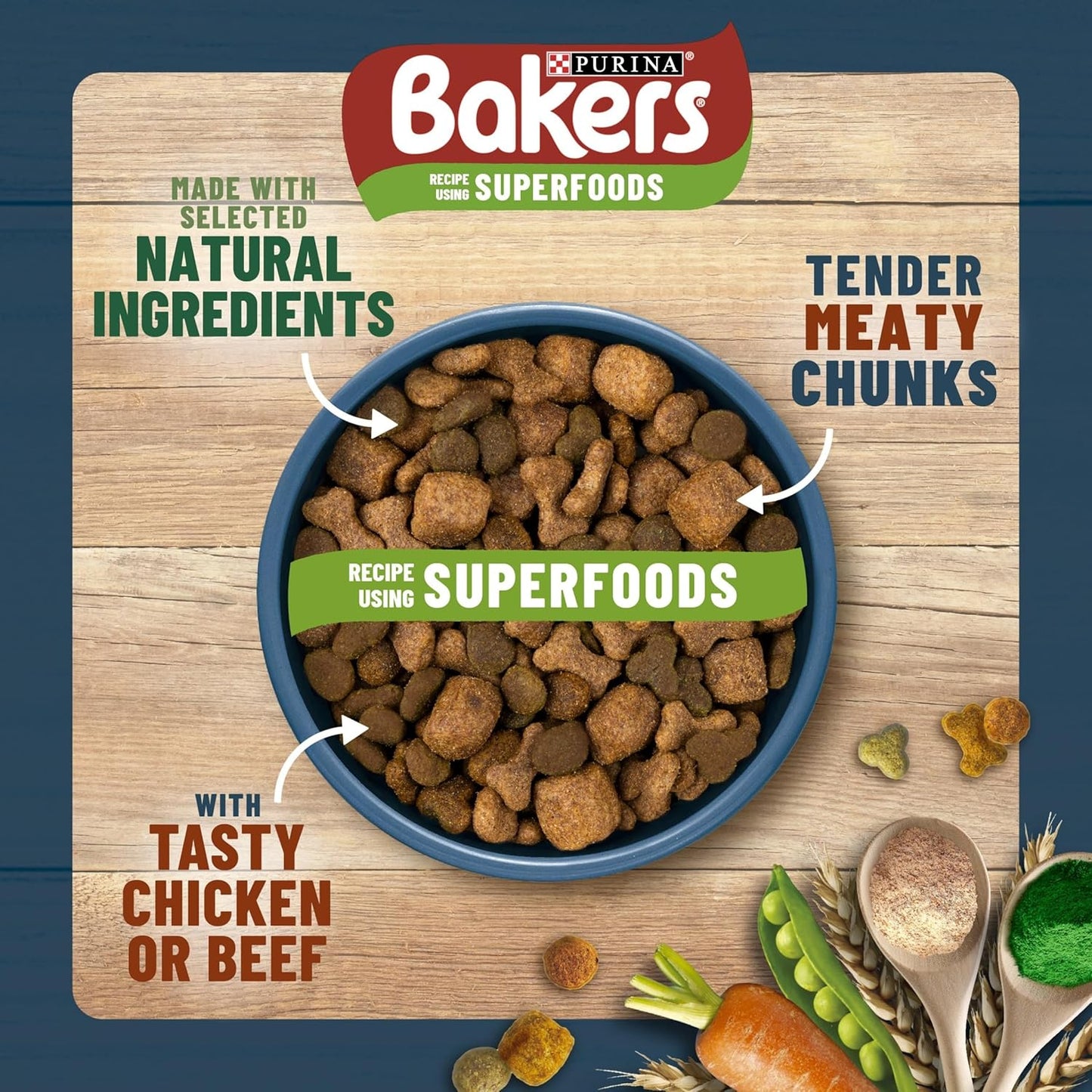 BAKERS Superfoods Adult Dry Dog Food Beef with Vegetables 14kg Pack