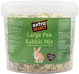 Extra Select Premium Large Pea Rabbit Mix - Peaflakes, Rabbit Muesli, Small Nuggets and Natural Forage Bunny Food - 5L Tub