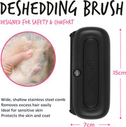 Bugalugs Deshedding Brush for Dogs, Cats, Horses - Pet Grooming Tool that is Gentle & Effective With Wide Shallow Comb, Smooth Groomer for Dog, Cat and Horse (Black)