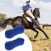 Magic Brush Horse, 2 Pcs Blue Cleaning and Massage Tool, Blue Hor-se Brushes for Groomin-g, Durable Ho-rse Grooming Brush Equestrian Massage Tool for Horse Grooming Care