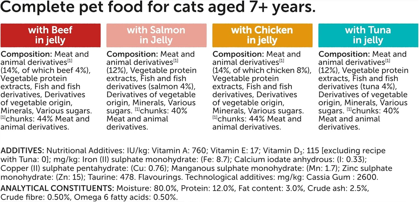 FELIX As Good As it Looks Senior 7+ Wet Cat Food Mixed Selection in Jelly Beef, Salmon, Chicken, Tuna 40 x 85g Pouches