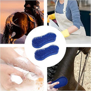 Magic Brush Horse, 2 Pcs Blue Cleaning and Massage Tool, Blue Hor-se Brushes for Groomin-g, Durable Ho-rse Grooming Brush Equestrian Massage Tool for Horse Grooming Care