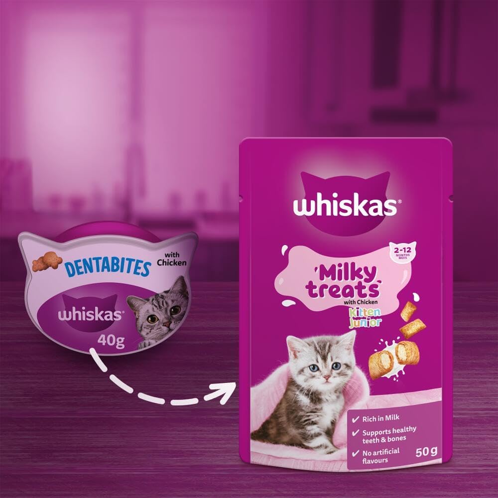 Whiskas Kitten Milky Treats Cat Treats 50 g, pack of 6