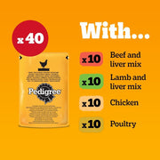 Pedigree Adult Dog Wet Food in Pouch, Mixed Selection in Jelly, 40x100g