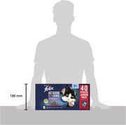 FELIX As Good As it Looks Senior 7+ Wet Cat Food Mixed Selection in Jelly Beef, Salmon, Chicken, Tuna 40 x 85g Pouches