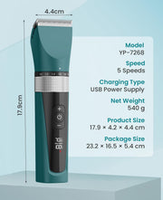 oneisall Cat Clippers for Matted Fur, 5-Speed Quiet Cordless Cat&Dog Grooming Clippers for Long Hair,IPX6 Waterproof Dog Trimmer Shaver for Dogs Cats Animals