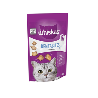 Whiskas Dentabites Cat Treats with Tasty Chicken - Oral Health Support for Cats 40 g (Pack of 6)