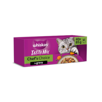 whiskas Tasty Mix 1+Chef´s Choice in Gravy 40x85g Pouches, Adult Cat Food