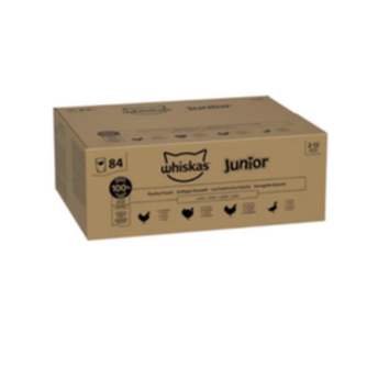 whiskas Junior Poultry Selection in Jelly 84 Pouches, Wet Kitten and Cat Food, Selection of Chicken, Duck, Poultry and Turkey, Megapack (84 x 85 g)