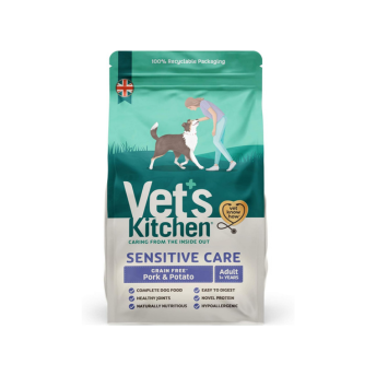 Vet's Kitchen Sensitive Care Hypoallergenic Complete Dry Adult Dog Food, Pork & Potato - Grain Free with Added Health Benefits for Sensitive Dogs (2.2kg)