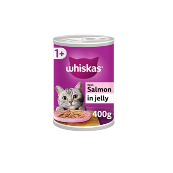 Whiskas 1+ Salmon in Jelly Pack of 12 x 400 g Cans, Adult Cat Wet Food