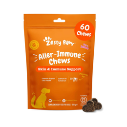 Zesty Paws Aller-Immune Chews for Dogs | Supports Immune Function, Helps Gut, Skin & Coat Health, For Itchy, Dry Skin | Contains Salmon Oil, Prebiotics, Probiotics, Vitamin A | Daily Use | 60 Chews