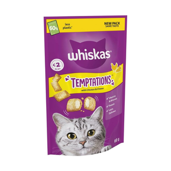 Whiskas Temptations Delicious Cat Treats with Chicken and Cheese 60 g (Pack of 6)