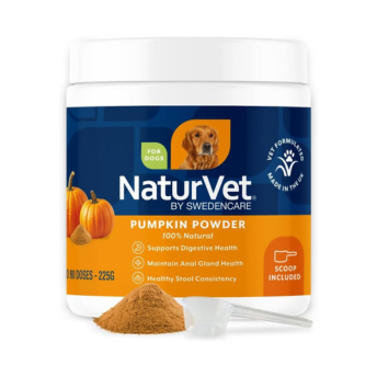 NaturVet Pure Pumpkin Powder for Dogs – 225g 100% Natural, Rich in Prebiotics High-Fibre Digestive Support for Firm Stools & Gut Health – Additive-Free